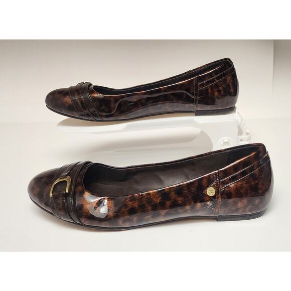 Cole Haan Animal Print Patent Leather Flats Loafers Color Brown Size 7B - Picture 3 of 7